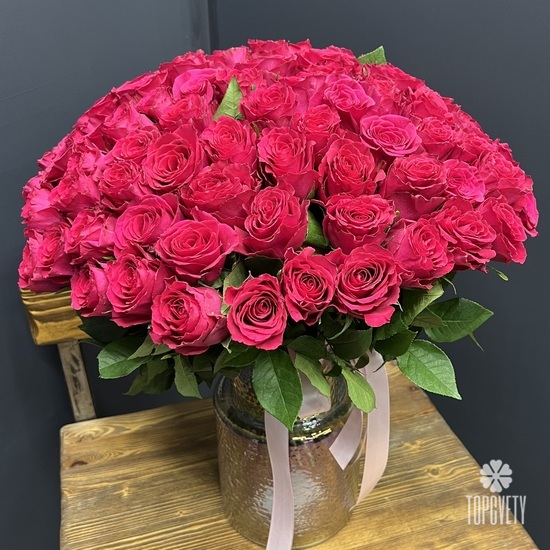 Букет из 101 розовой розы 40см