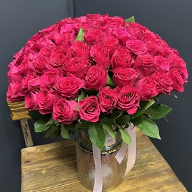 Букет из 101 розовой розы 40см