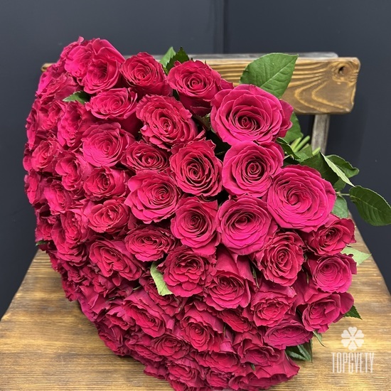 Букет из 101 розовой розы 40см