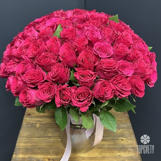 Букет из 101 розовой розы 40см
