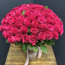 Букет из 101 розовой розы 40см