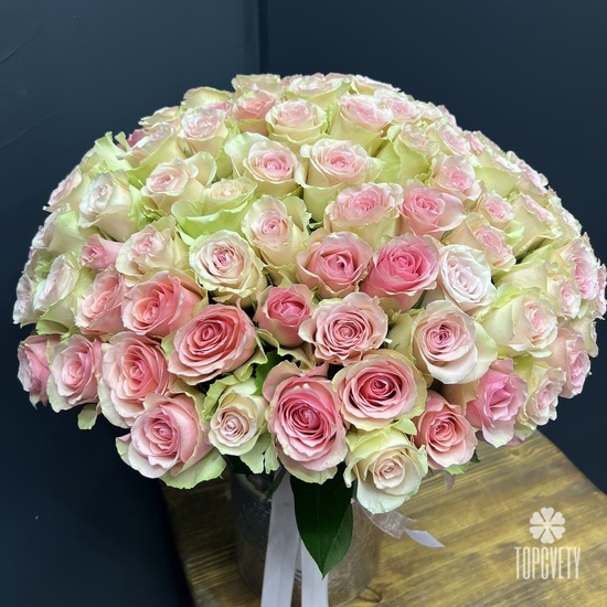 Букет из 101 розовой розы 40см