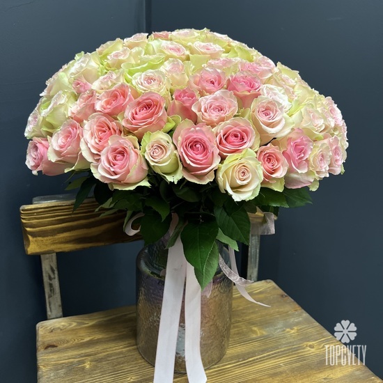 Букет из 101 розовой розы 40см