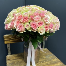 Букет из 101 розовой розы 40см