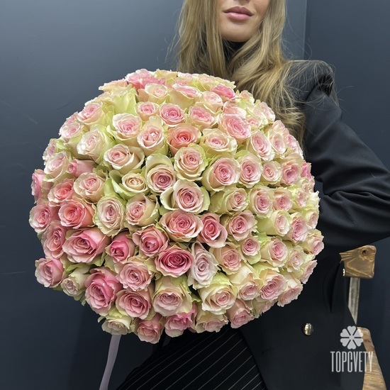 Букет из 101 розовой розы 40см