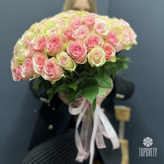 Букет из 101 розовой розы 40см