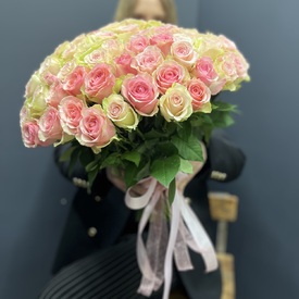 Букет из 101 розовой розы 40см