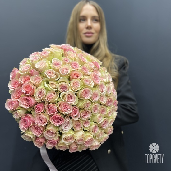 Букет из 101 розовой розы 40см