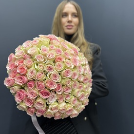Букет из 101 розовой розы 40см