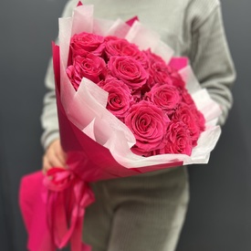Букет из 15 розовых роз Пинк Флойд 50см