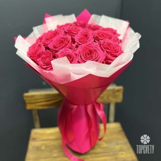 Букет из 15 розовых роз Пинк Флойд 50см