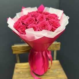 Букет из 15 розовых роз Пинк Флойд 50см