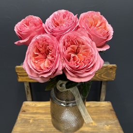 Букет из 5 розовых роз пионовидных