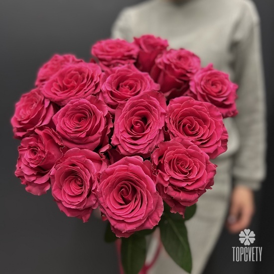 Букет из 15 розовых роз 60см