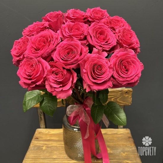 Букет из 15 розовых роз 60см