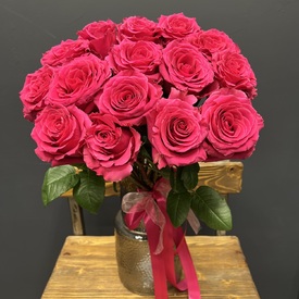 Букет из 15 розовых роз 60см