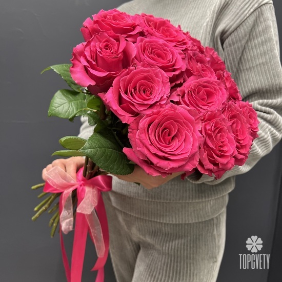 Букет из 15 розовых роз 60см