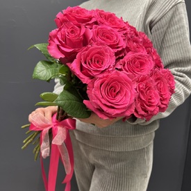 Букет из 15 розовых роз 60см