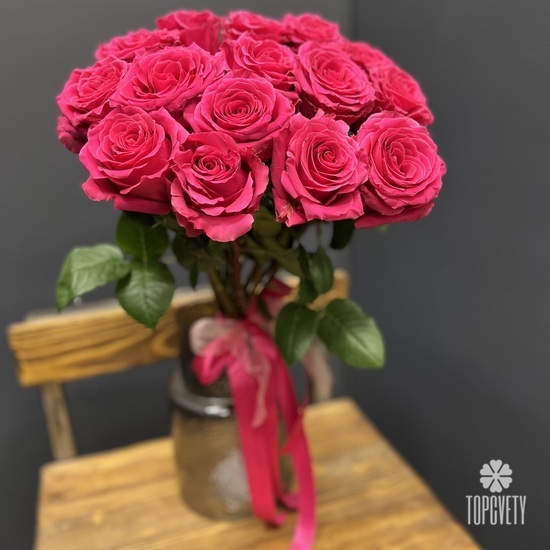 Букет из 15 розовых роз 60см