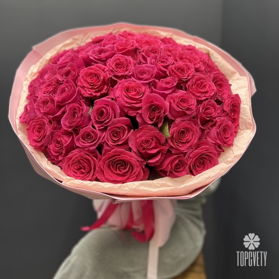 Букет из 51 розовой розы Премиум 50см