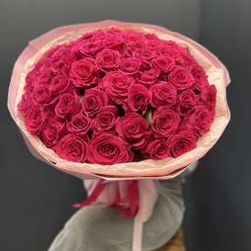 Букет из 51 розовой розы Премиум 50см