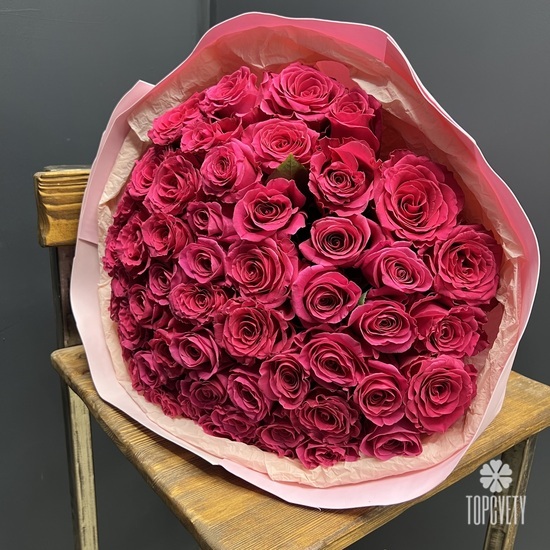 Букет из 51 розовой розы Премиум 50см