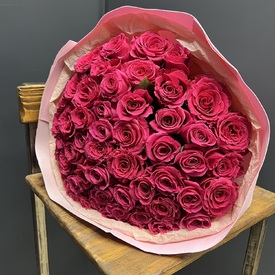 Букет из 51 розовой розы Премиум 50см