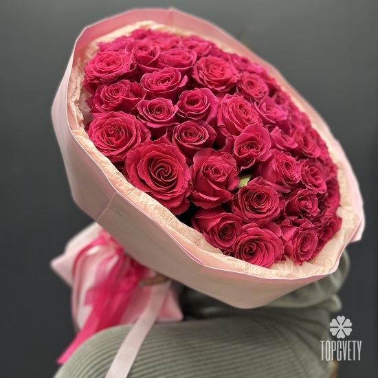 Букет из 51 розовой розы Премиум 50см
