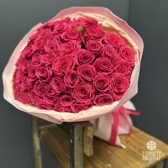 Букет из 51 розовой розы Премиум 50см