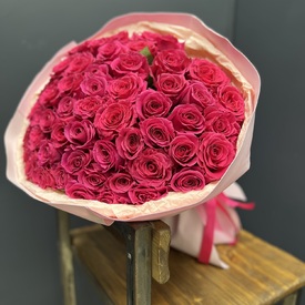 Букет из 51 розовой розы Премиум 50см