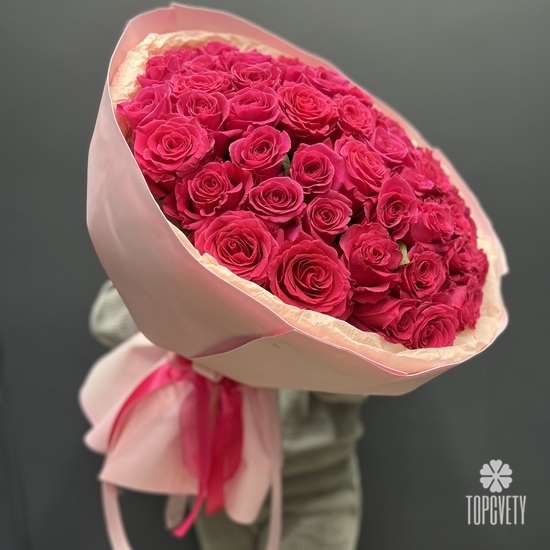 Букет из 51 розовой розы Премиум 50см
