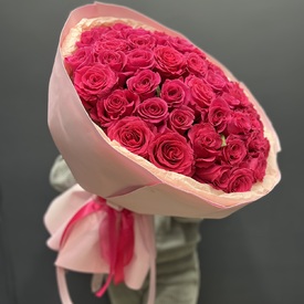 Букет из 51 розовой розы Премиум 50см