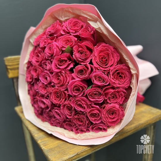Букет из 51 розовой розы Премиум 50см