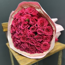 Букет из 51 розовой розы Премиум 50см