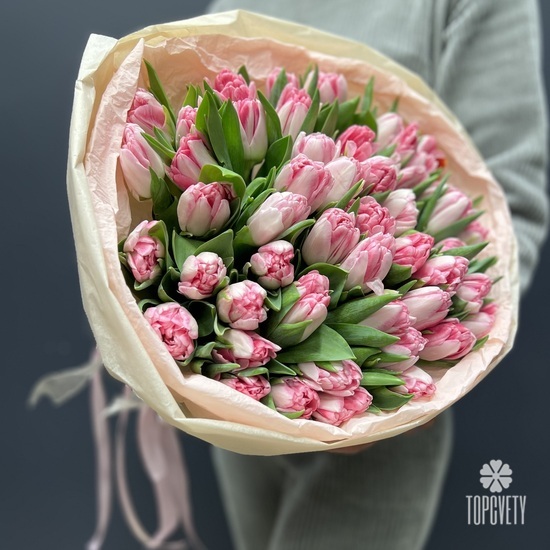Букет из 51 пионовидного тюльпана