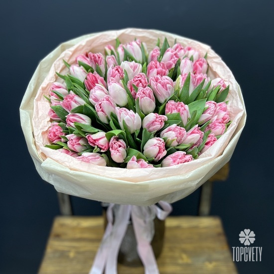 Букет из 51 пионовидного тюльпана