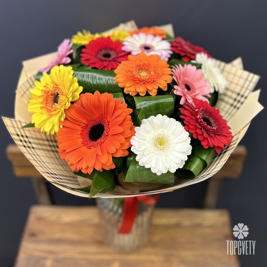 Букет из 15 Гербер микс 