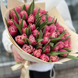 Букет из 51 пионовидного тюльпана 