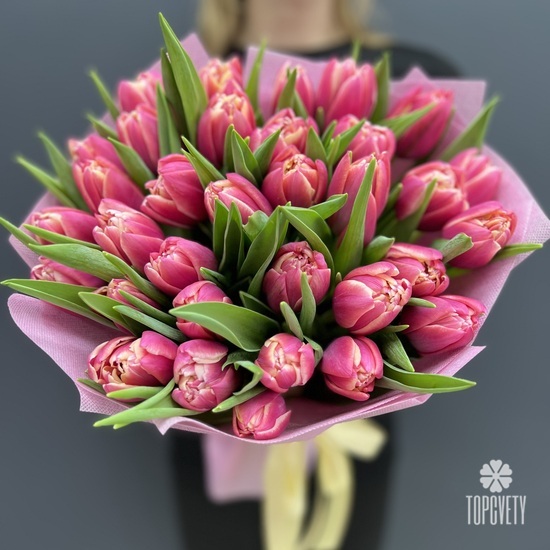 Букет из 35 пионовидных  тюльпанов 