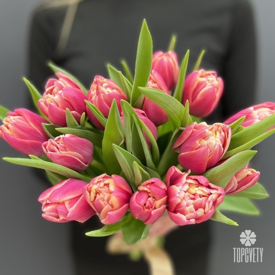 Букет из 15 пионовидных тюльпанов 