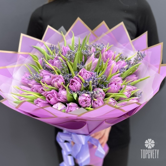 Букет из 51 пионовидного тюльпана