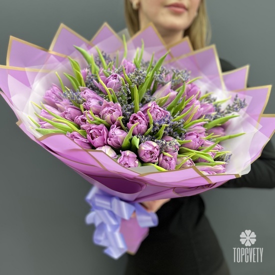 Букет из 51 пионовидного тюльпана