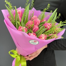 Букет из 15 пионовидных тюльпанов Колумбус