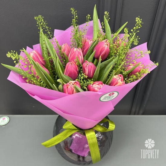 Букет из 15 пионовидных тюльпанов Колумбус