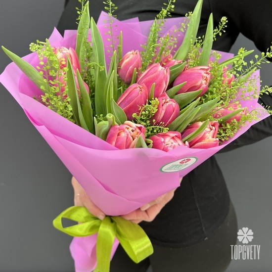 Букет из 15 пионовидных тюльпанов Колумбус