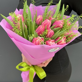 Букет из 15 пионовидных тюльпанов Колумбус