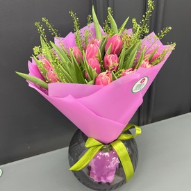 Букет из 15 пионовидных тюльпанов Колумбус