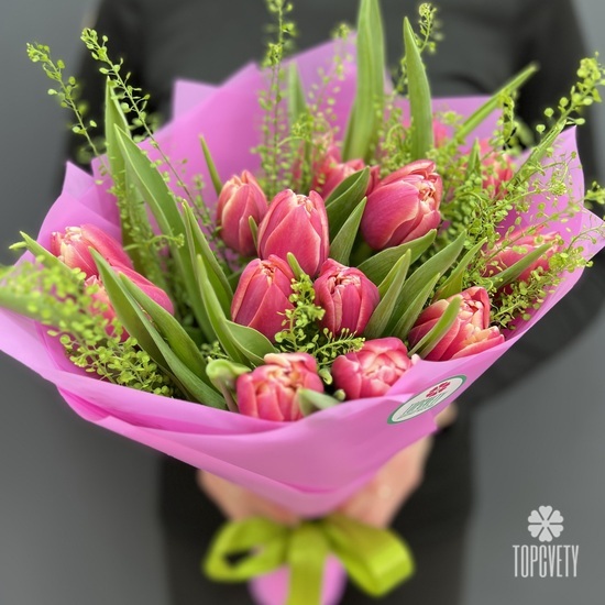 Букет из 15 пионовидных тюльпанов Колумбус