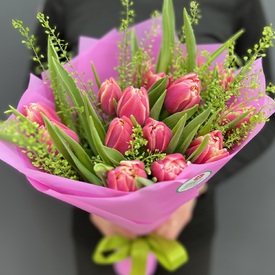 Букет из 15 пионовидных тюльпанов Колумбус