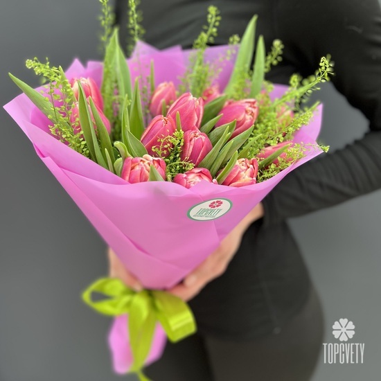 Букет из 15 пионовидных тюльпанов Колумбус